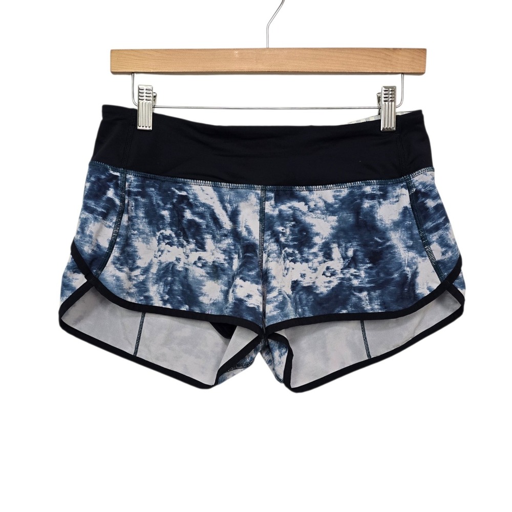 Lululemon Speed Up Shorts Blue White Tie Dye Low Rise Running Size 6